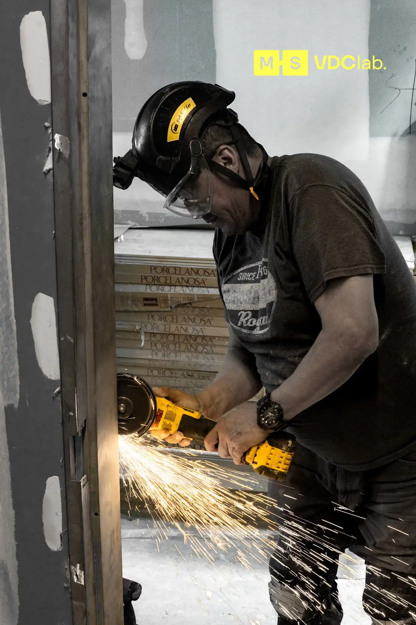 Fabricator at work on a commercial jobsite