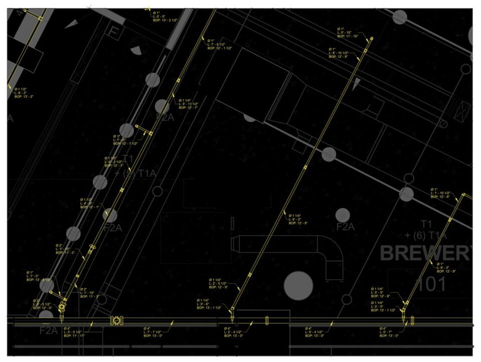 Brewery and commercial facility — Brooklyn, NY (wet and dry sprinkler systems, coordinated with HVAC, piping and tanks) — MEP shop drawing 3 of 4