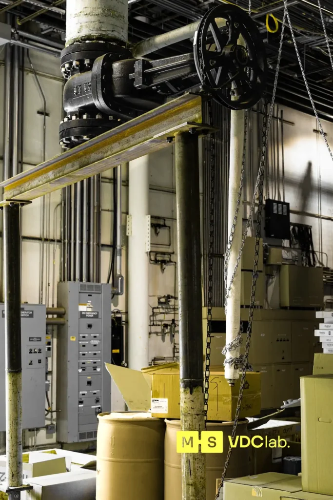 Fire protection riser and control valve in a mechanical room