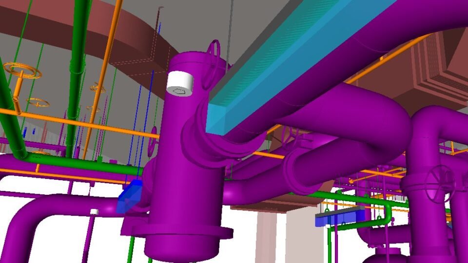 Mechanical room — NYC metro (all trades coordinated in Navisworks) — MEP shop drawing 1 of 1