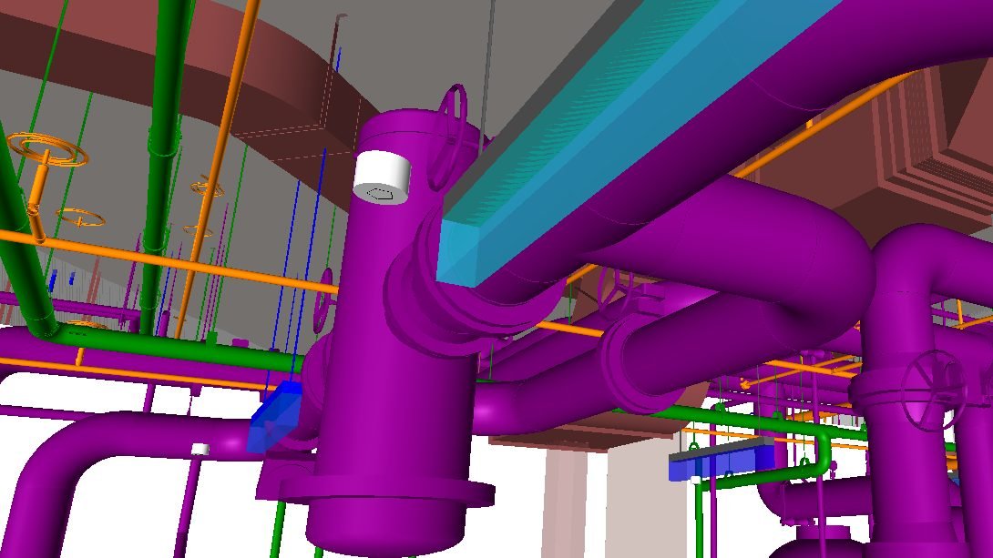 Mechanical room — NYC metro (all trades coordinated in Navisworks) — MEP shop drawing 1 of 1