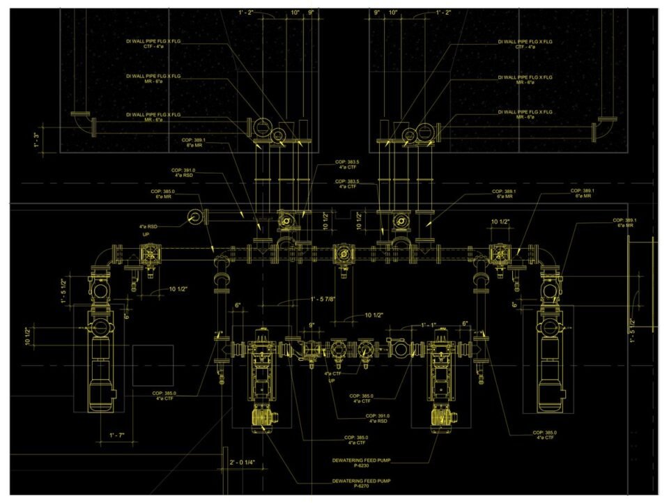 Water filtration plant — Westchester County, NY (flanged ductile iron) — MEP shop drawing 1 of 4